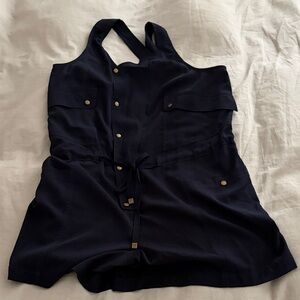 Navy Sleeveless Romper with tie